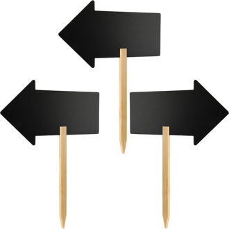 Krijtbord/schoolbord - 3x stuks - pijl op stok - 33 x 2 x 54 cm - richting wijzer - dubbelzijdig