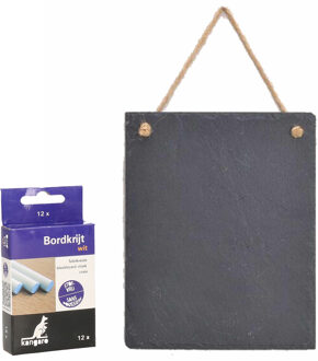 Krijtbord/schoolbord/memobord incl. 12x krijtjes - 25 x 20 cm