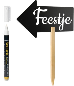 Krijtbord schoolbord pijl - op stok - incl. witte krijtstift - H54 cm