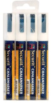 Krijtstift Securit SMA-510 schuin wit 2-6mm blister a 4st