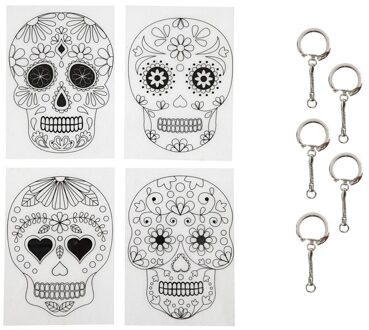 Krimp hobby folie Day of the dead met sleutelhangers - Hobbypakket