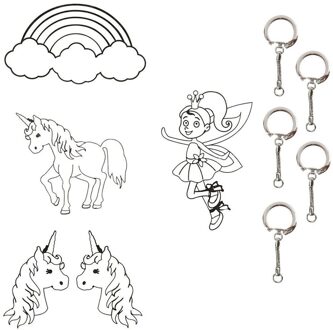 Krimp hobby folie eenhoorn 4 vellen met sleutelhangers - Hobbypakket