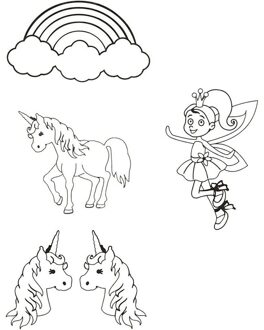 Krimpfolie Eenhoorn - 4x vellen - Eenhoorn, Regenboog, Elfje & Meer - ca. 10 x 14 cm