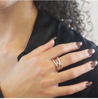 Kriskras Ring - Oostenrijks Kristal - maat Wit en roségoud