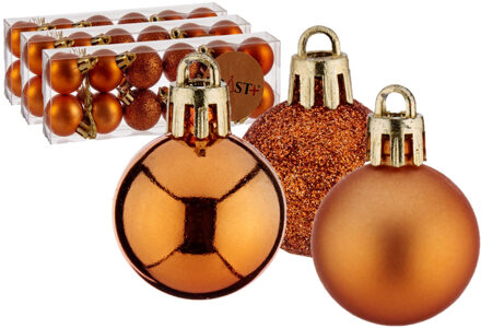 Krist+ 36x stuks kerstballen oranje kunststof 3 cm glitter, glans, mat