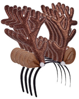 Krist+ 4x stuks kerst diadeems/haarbanden rendier gewei bruin 28 cm