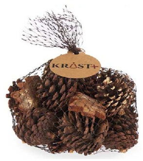 Krist+ Decoratie dennenappels - zakje van 24 x 16 x 24 cm - goud - 7 cm Goudkleurig