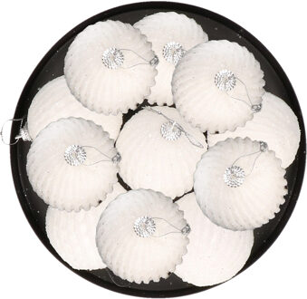 Krist+ Gedecoreerde kerstballen - 18x stuks - wit relief - kunststof - 6 cm