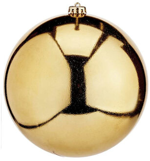 Krist+ Grote decoratie kerstbal - goud - 20 cm - kunststof - glimmend Goudkleurig