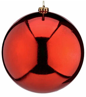 Krist+ Grote decoratie kerstbal - rood - 20 cm - kunststof - glimmend
