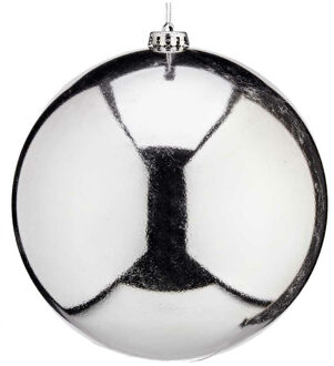 Krist+ Grote decoratie kerstbal - zilver - 20 cm - kunststof - glimmend