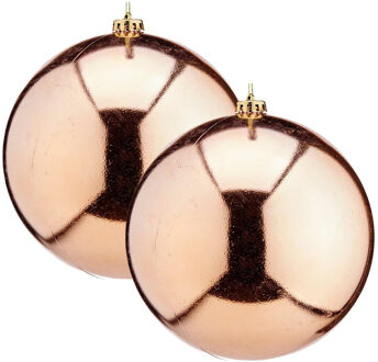 Krist+ Grote decoratie kerstballen - 2x - champagne - 20 cm - kunststof - glimmend