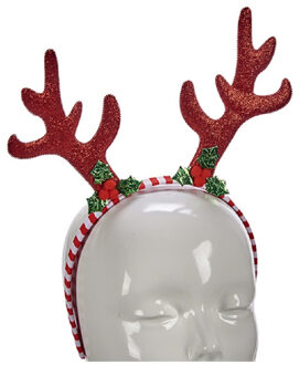 Krist+ kerst diadeem/haarband rendier gewei 24 cm - Verkleedattributen Bruin