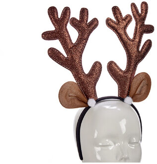 Krist+ Kerst diadeem/haarband rendier gewei bruin 28 cm