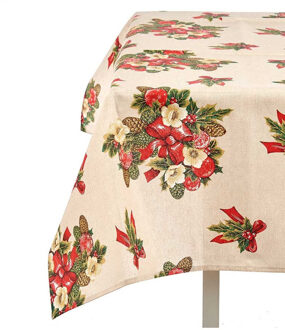 Krist+ Kerst print tafelkleed katoen/polyester canvas formaat 140 x 180 cm