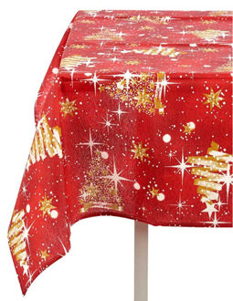 Krist+ kerst tafelkleed - rood met kerst print - 140 x 180 cm - Tafellakens