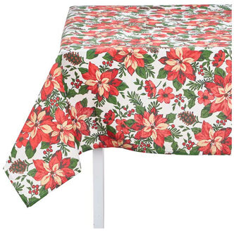 Krist+ kerst tafellaken/tafelkleed - 140 x 180 cm - kerstster print - rechthoekig -wasbaar