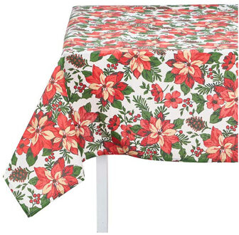 Krist+ kerst tafellaken/tafelkleed - 140 x 240 cm - kerstster print - rechthoekig -wasbaar