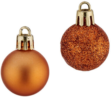 Krist+ Kerstballen - 12x - oranje - kunststof - 3 cm - mix
