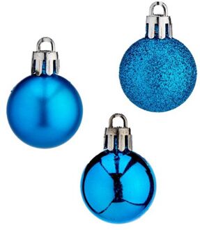Krist+ Kerstballen - 20x st - helder blauw - 3 cm - kunststof - mix - Kerstbal