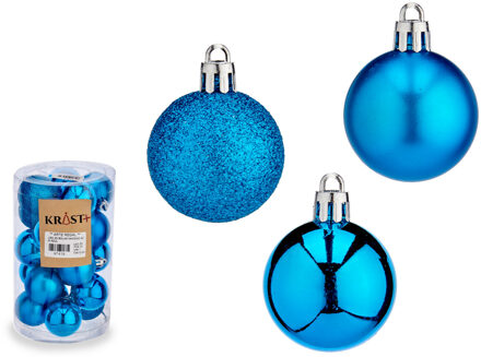 Krist+ kerstballen - 20x stuks - helder blauw - kunststofA -4 cmA - Kerstbal