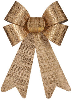 Krist+ kerstboomversiering strik - goud glimmend - 15 x 25 cm - Kersthangers Goudkleurig