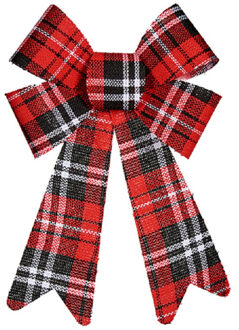 Krist+ kerstboomversiering strik - rood geruit - 15 x 25 cm