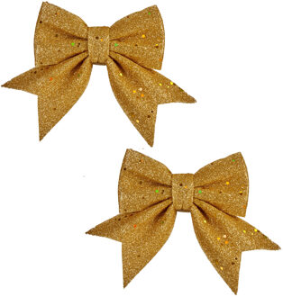 Krist+ Kersthangers - strikken - 2x - gouden - strikjes - 14 cm