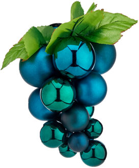 Krist+ Kerstornament druiventros - blauw - 20 cm - kunststof - kersthanger fruit - wijn thema