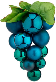 Krist+ Kerstornament druiventros - blauw - 25 cm - kunststof - kersthanger fruit - wijn thema