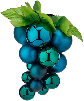 Krist+ Kerstornament druiventros - blauw - 28 cm - kunststof - kersthanger fruit - wijn thema