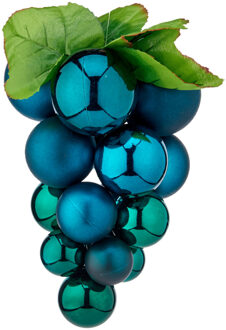 Krist+ Kerstornament druiventros - blauw - 33 cm - kunststof - kersthanger fruit - wijn thema