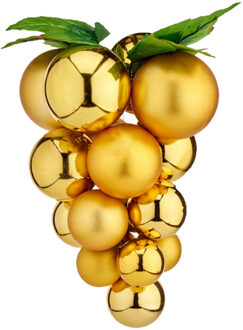 Krist+ Kerstornament druiventros - goud - 25 cm - kunststof - kersthanger fruit - wijn thema Goudkleurig