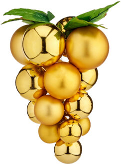 Krist+ Kerstornament druiventros - goud - 33 cm - kunststof - kersthanger fruit - wijn thema Goudkleurig
