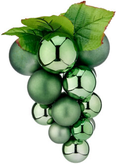 Krist+ Kerstornament druiventros - groen - 28 cm - kunststof - kersthanger fruit - wijn thema