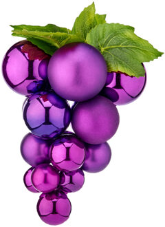 Krist+ Kerstornament druiventros - paars - 20 cm - kunststof - kersthanger fruit - wijn thema