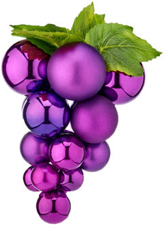 Krist+ Kerstornament druiventros - paars - 33 cm - kunststof - kersthanger fruit - wijn thema