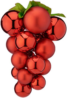 Krist+ Kerstornament druiventros - rood - 20 cm - kunststof - kersthanger fruit - wijn thema