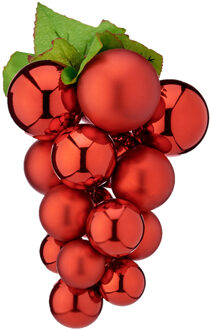 Krist+ Kerstornament druiventros - rood - 28 cm - kunststof - kersthanger fruit - wijn thema