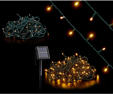 Krist+ Kerstverlichting/party lights 150 warm witte LED lampjes op zonne-energie