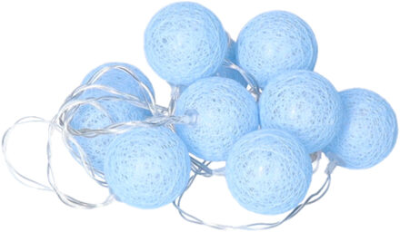 Krist+ LED Lichtslinger/lichtsnoer - 10 led bolletjes - D4 cm - lichtblauw - 200 cm - batterijen