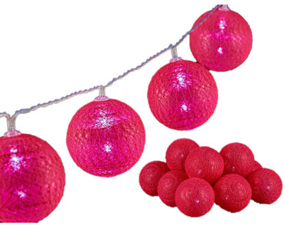 Krist+ LED Lichtslinger/lichtsnoer - 10 led bolletjes - D4 cm - rood - 200 cm - batterijen