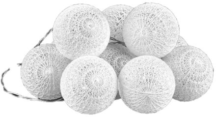 Krist+ LED Lichtslinger/lichtsnoer - 10 led bolletjes - D4 cm - wit - 200 cm - batterijen