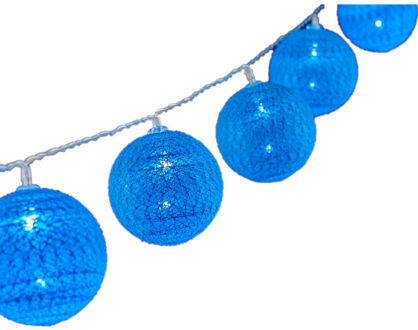 Krist+ LED Lichtslingers/lichtsnoeren - 2x - 10 led bolletjes - D4 cm - blauw/donkerblauw - 200 cm