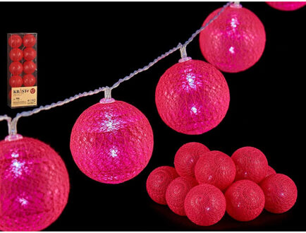 Krist+ Lichtsnoer 10 led balletjes - fuchsia roze - 150 cm - kunststof- batterij