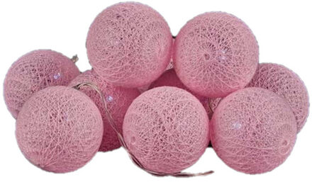 Krist+ Lichtsnoer 10 led balletjes - lichtroze - 150 cm - kunststof- batterij