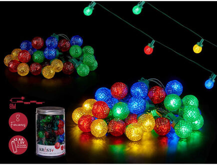 Krist+ Lichtsnoer - 600 cm - 30 LEDs - gekleurd - batterij Multi