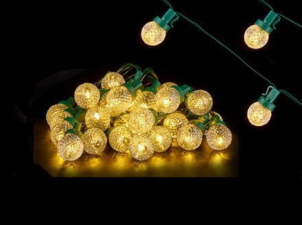 Krist+ lichtsnoer - feestverlichting - 600 cm - 30 LED bolletjes warm wit - batterij
