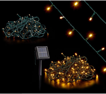 Krist+ Lichtsnoer - solar - 200 warm witte LEDs - 10 m - Kerstverlichting kerstboom