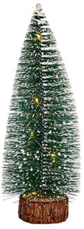 Krist+ Mini decoratie kerstboompje - met licht - H30 cm - groen - kunststof - Kerstdorpen